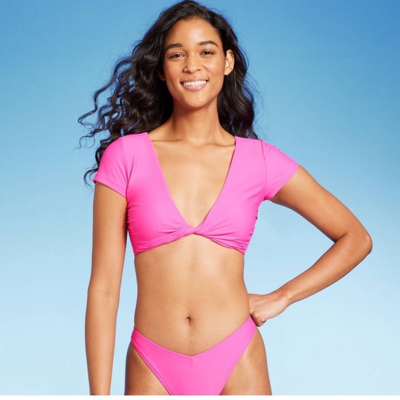 NWT Women's Twist-Front Short Sleeve Bralette
Bikini Top - Wild Fable pink - Picture 3 of 5